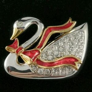 Swarovski Crystal Swan Pin